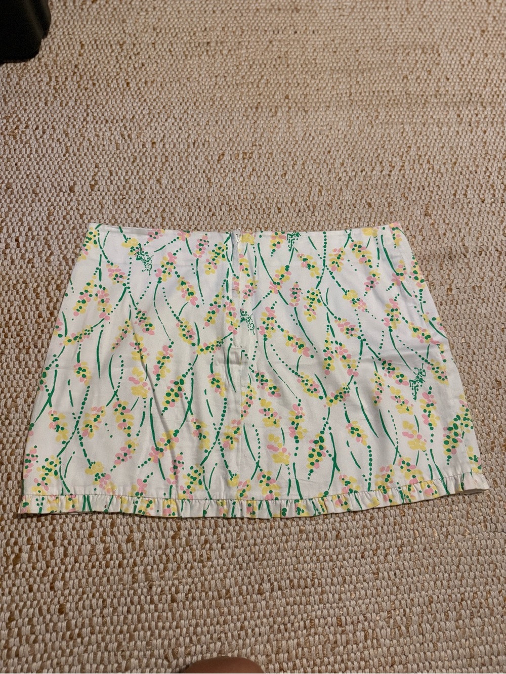 Lilly Pulitzer Floral Cotton Mini Skirt in White with Green & Pink Print